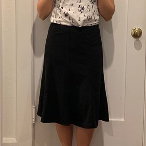 Black A-line midi skirt